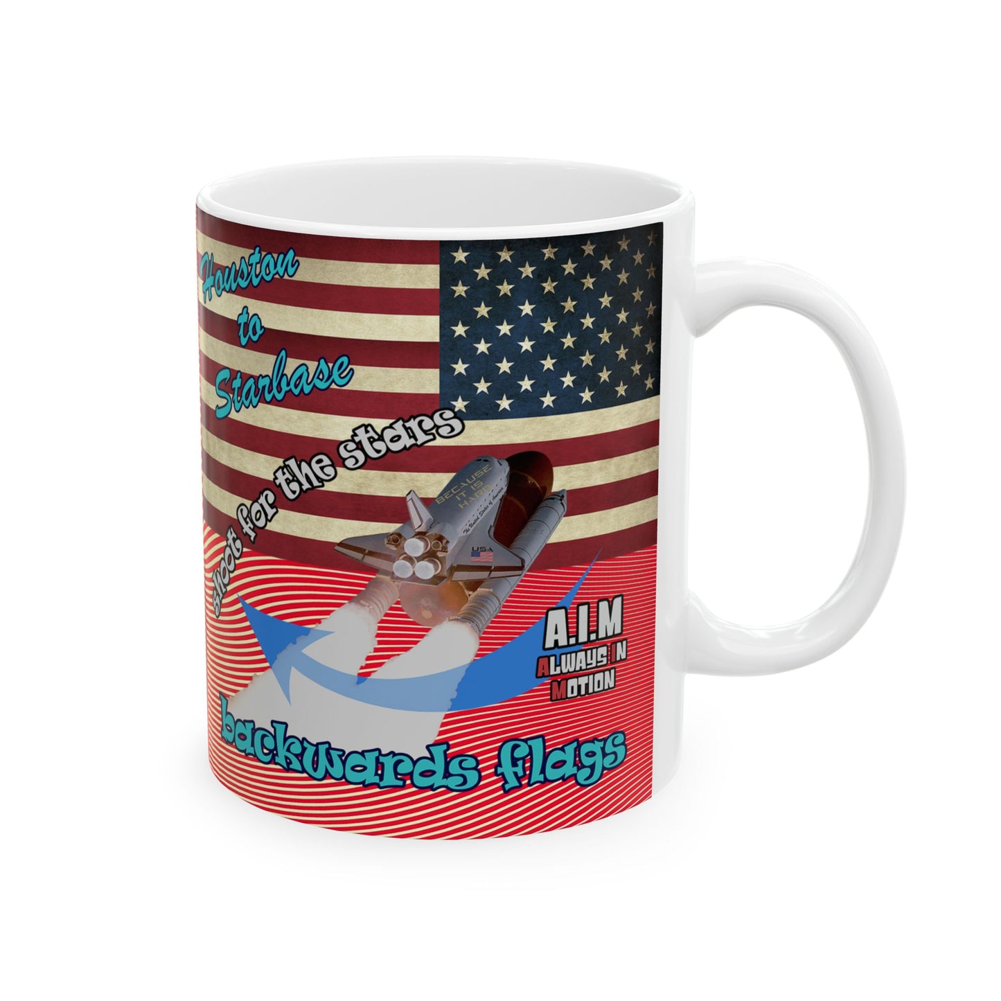 shoot for the stars - White Mug (yellow-orange wave)