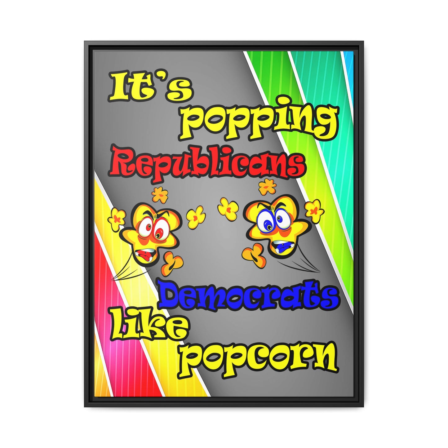 popping like popcorn - framed canvas art (rainbow split)