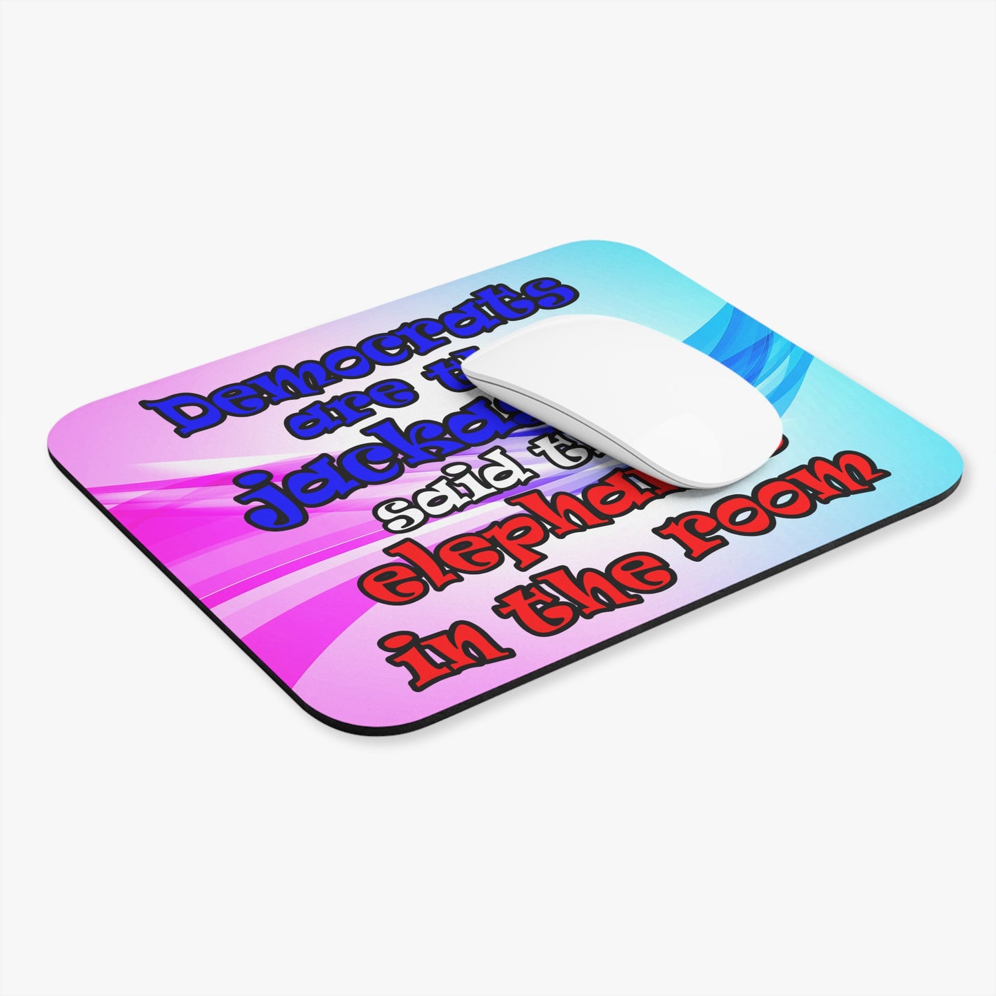 donkeys and elephants - Mouse Pad (Rectangle) (light blue-pink wave)