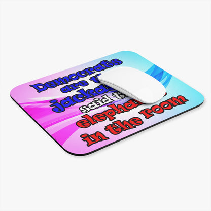 donkeys and elephants - Mouse Pad (Rectangle) (light blue-pink wave)