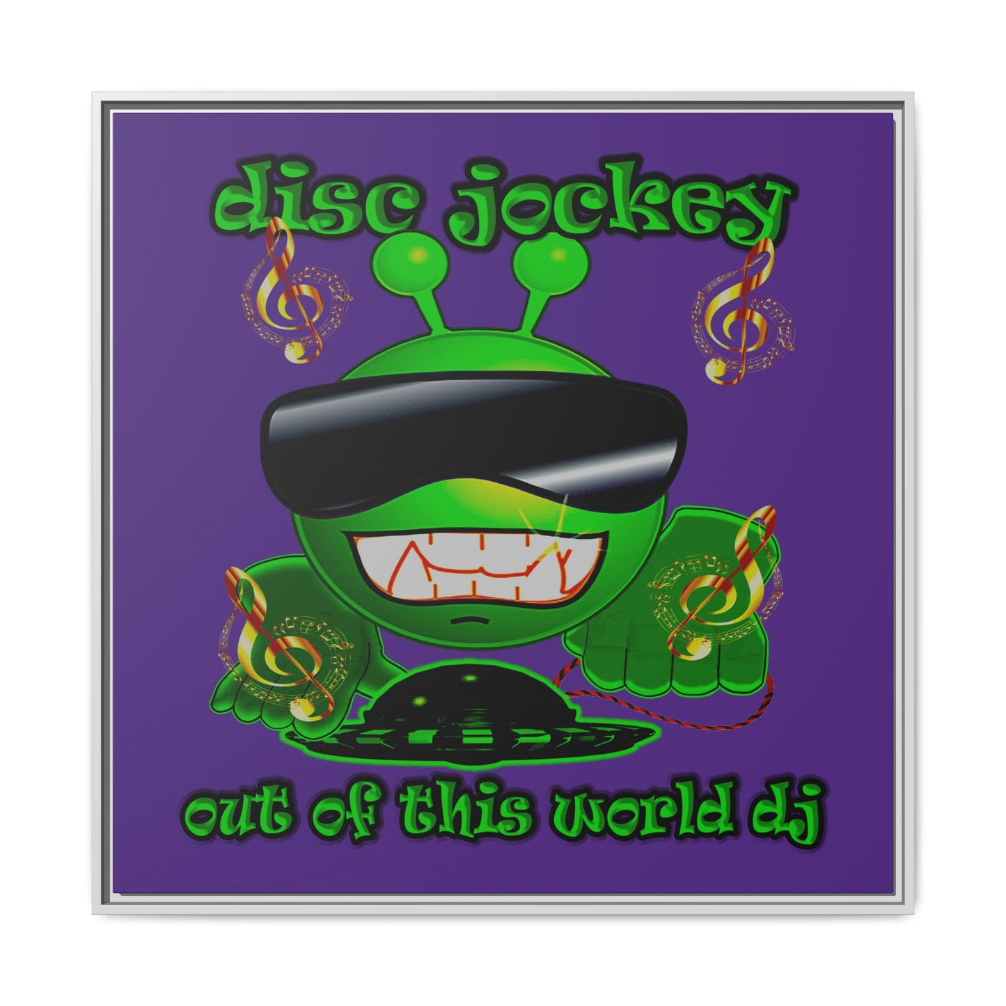 disc jockey - framed canvas art (purple)