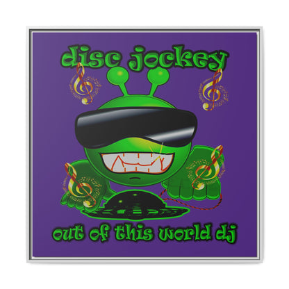 disc jockey - framed canvas art (purple)