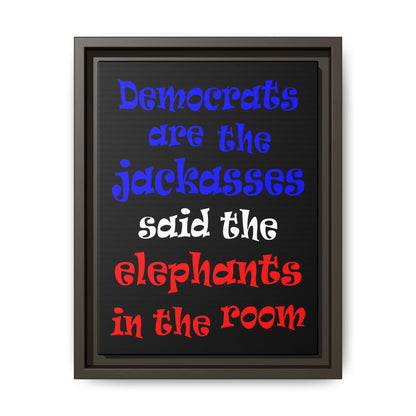 donkeys and elephants - framed canvas art (black)