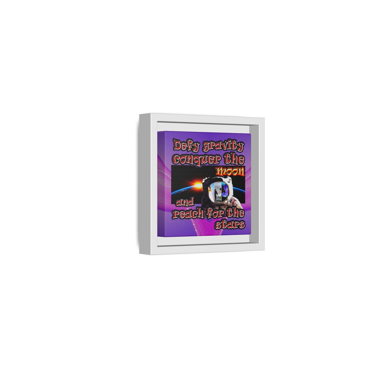 defy conquer reach - framed canvas art (purple-pink wave)