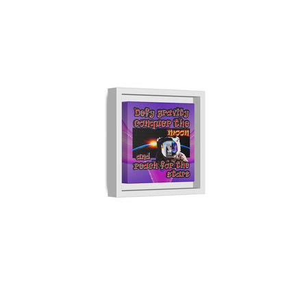 defy conquer reach - framed canvas art (purple-pink wave)