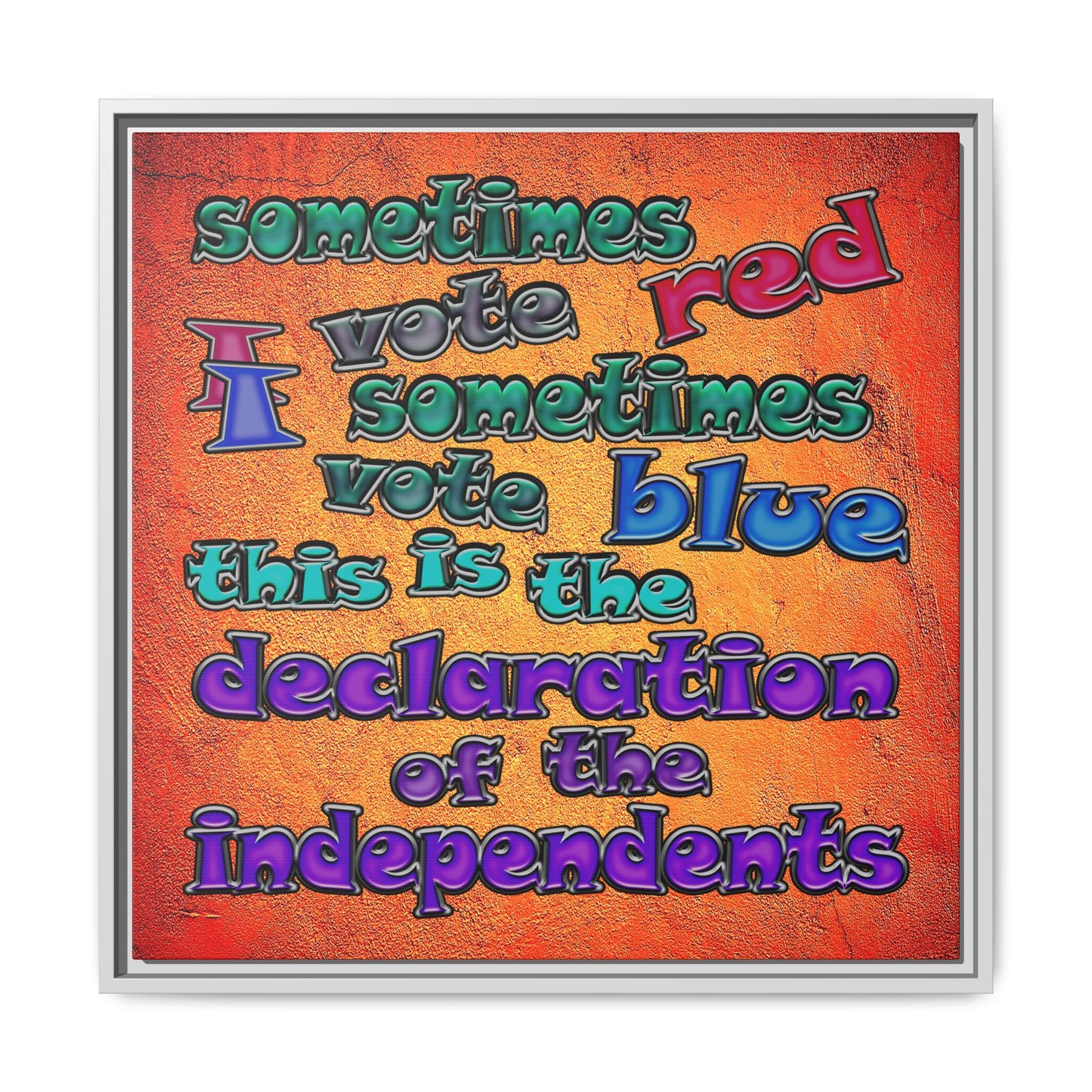 declaration of the independents - framed canvas art (burnt orange)