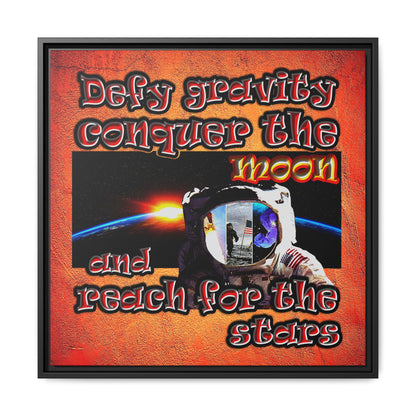 defy conquer reach - framed canvas art (burnt orange)
