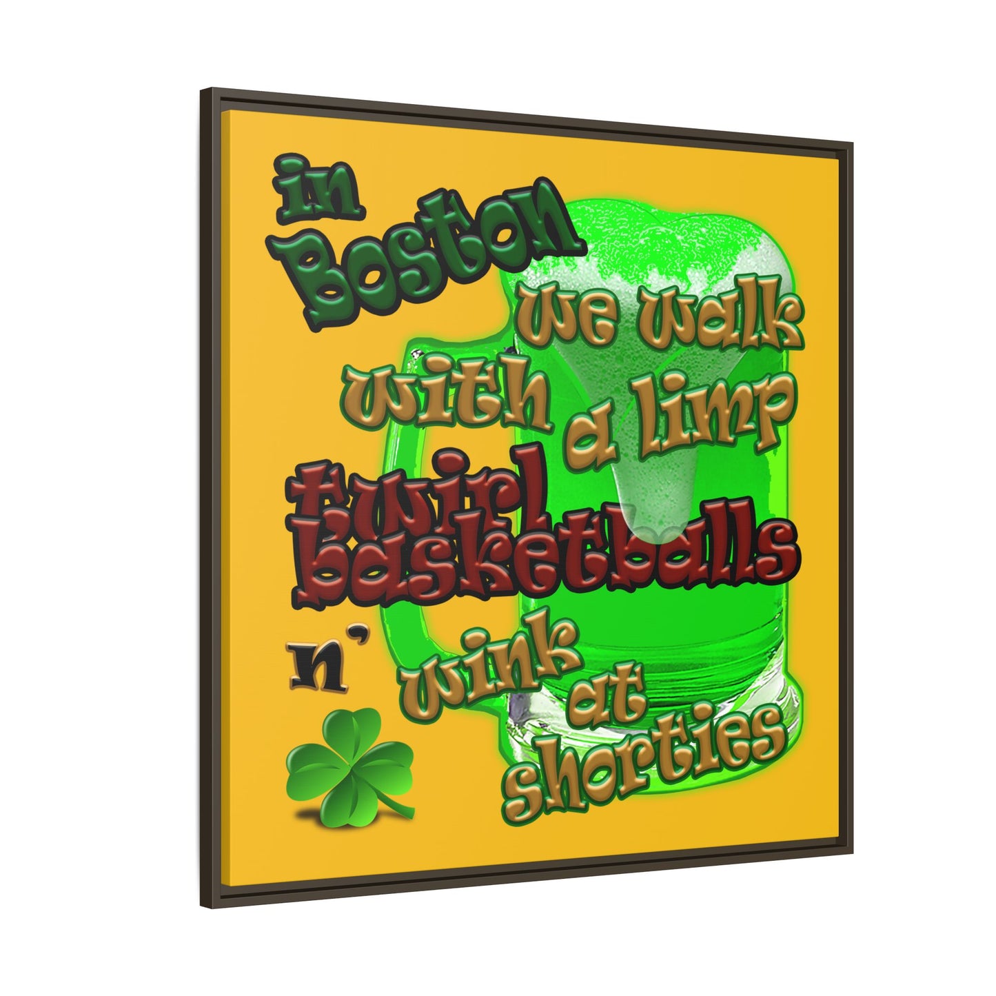celtics logo - framed canvas art (yellow)