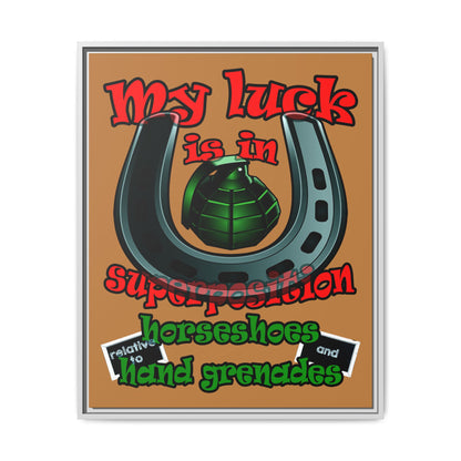 my luck - framed canvas art (light brown)