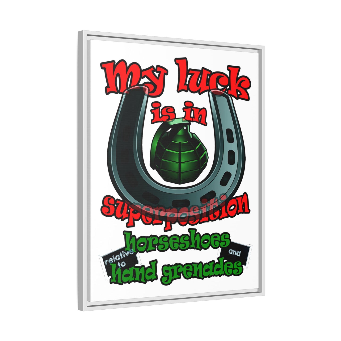 my luck - framed canvas art (white)