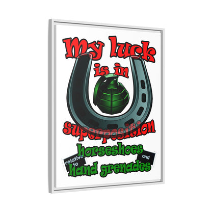my luck - framed canvas art (white)