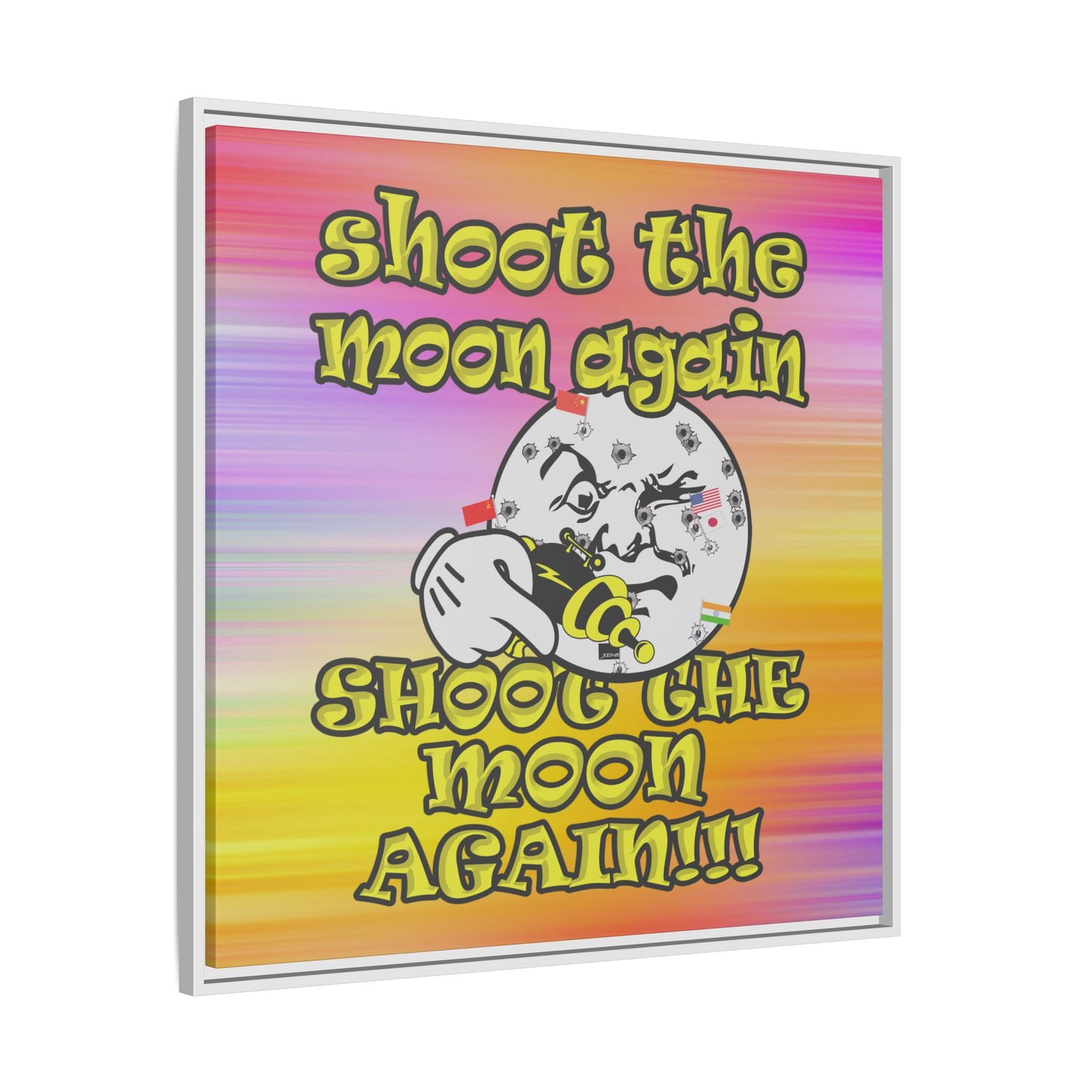 shoot the moon again - framed canvas art (color blur)