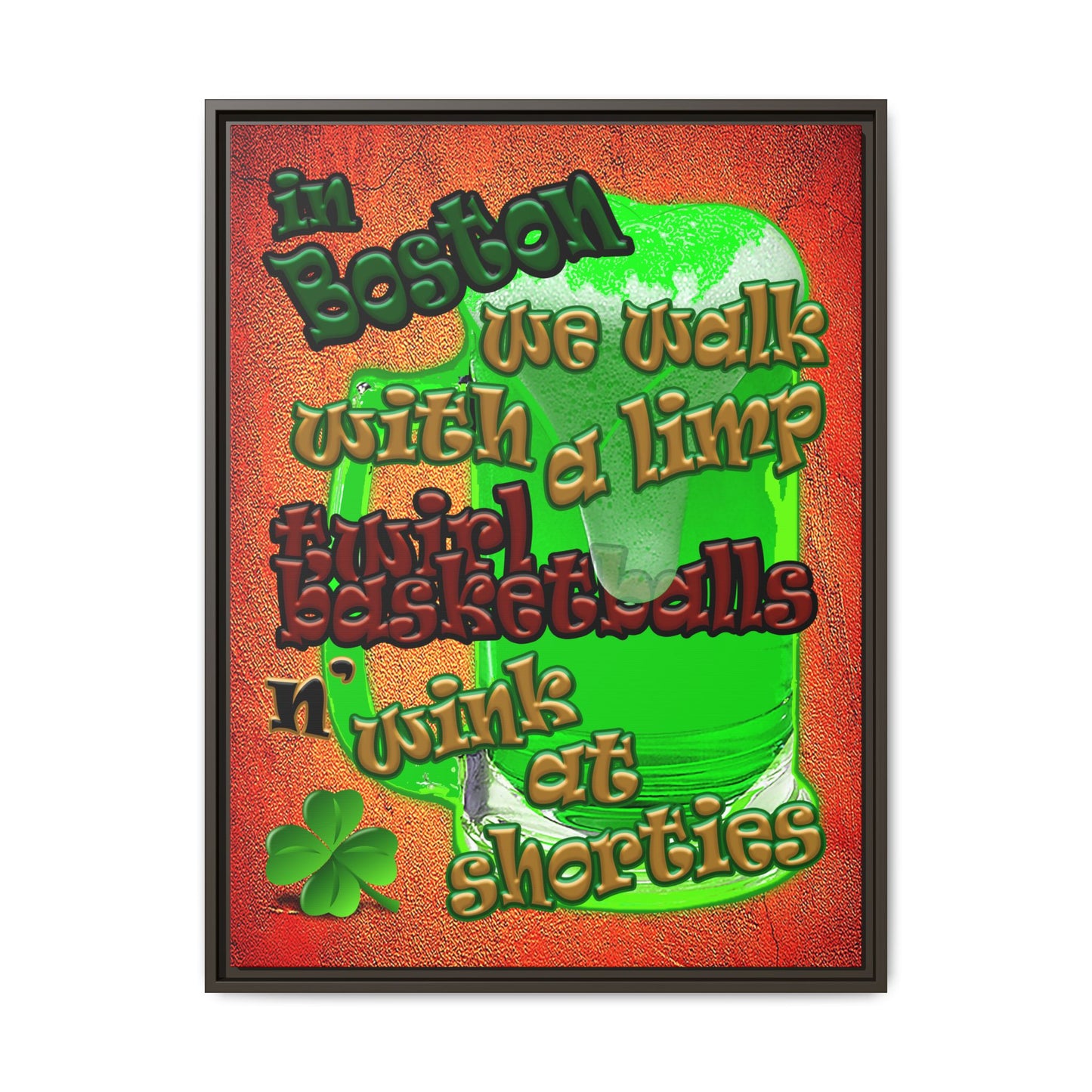 celtics logo - framed canvas art (burnt orange)