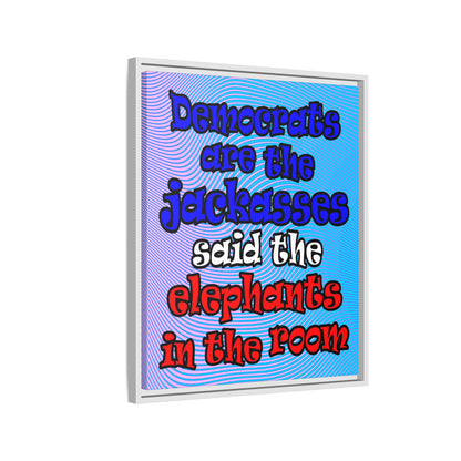 donkeys and elephants - framed canvas art (light blue-purple wave)