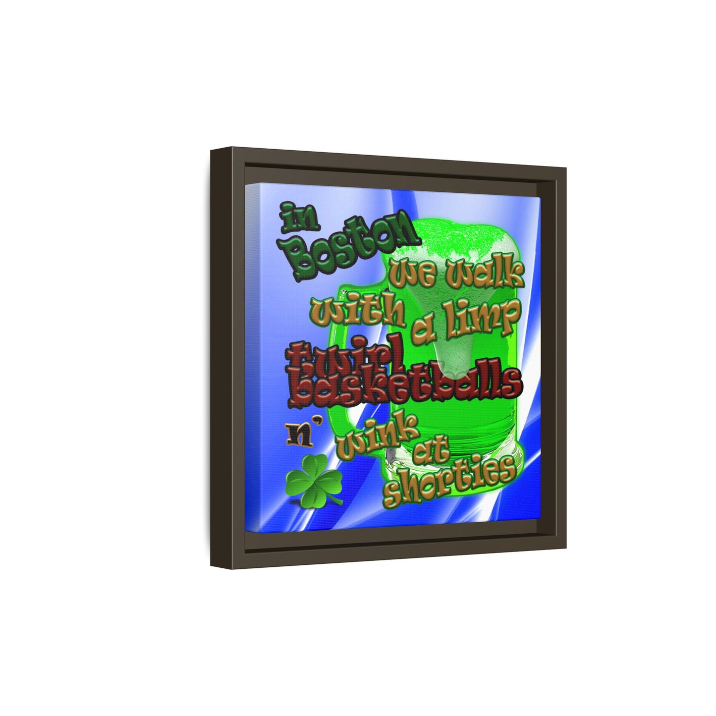 celtics logo - framed canvas art (blue-white wave)