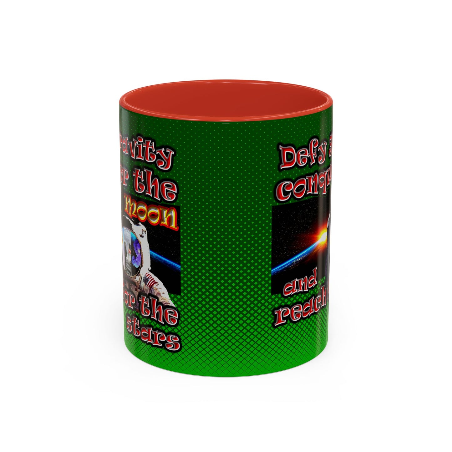 defy conquer reach - Accent Mug (logo green)
