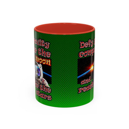 defy conquer reach - Accent Mug (logo green)