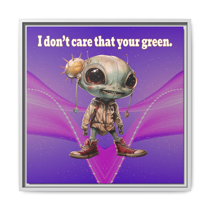 I don't care that your green - framed canvas art (purple-pink wave)