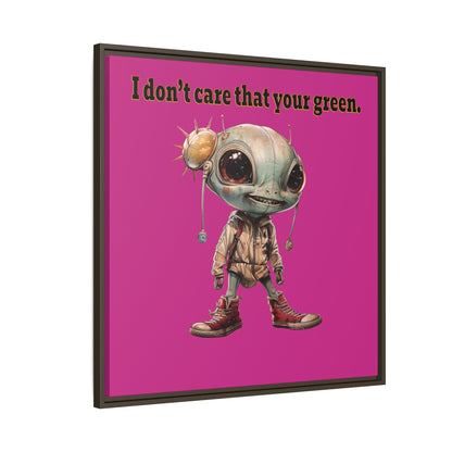 I don't care that your green - framed canvas art (pink)