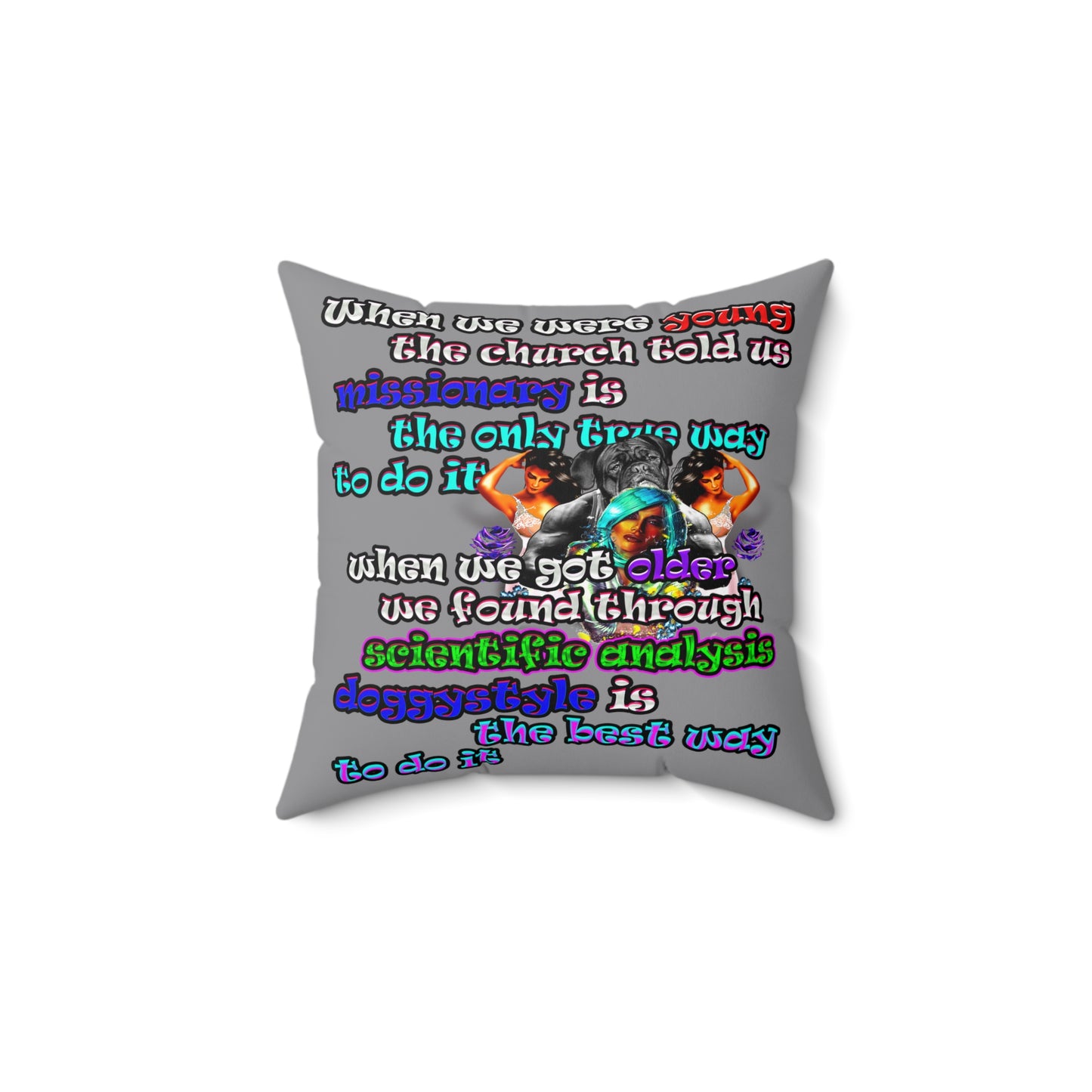 doggystyle - Spun Polyester Square Pillow - (grey)