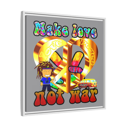 love peace - framed canvas art (grey)