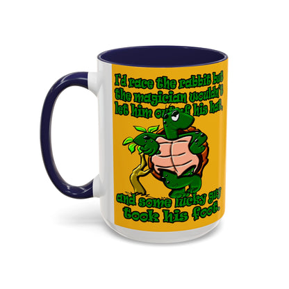 turtle race - Accent Mug (yellow)