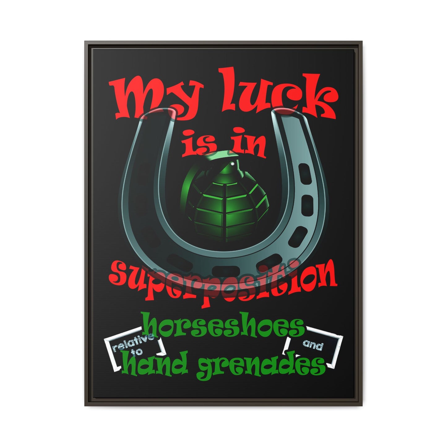 my luck - framed canvas art (black)