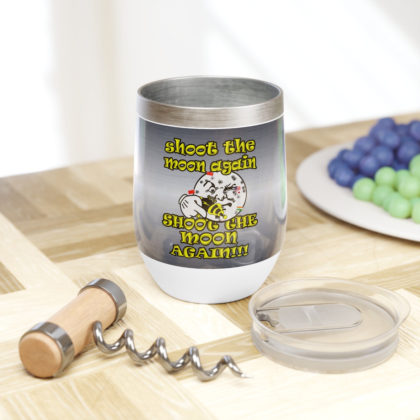 shoot the moon again - Chill Wine Tumbler (brushed nickel)