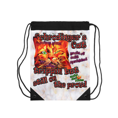 schrodinger's cat - Drawstring Bag (white marble)
