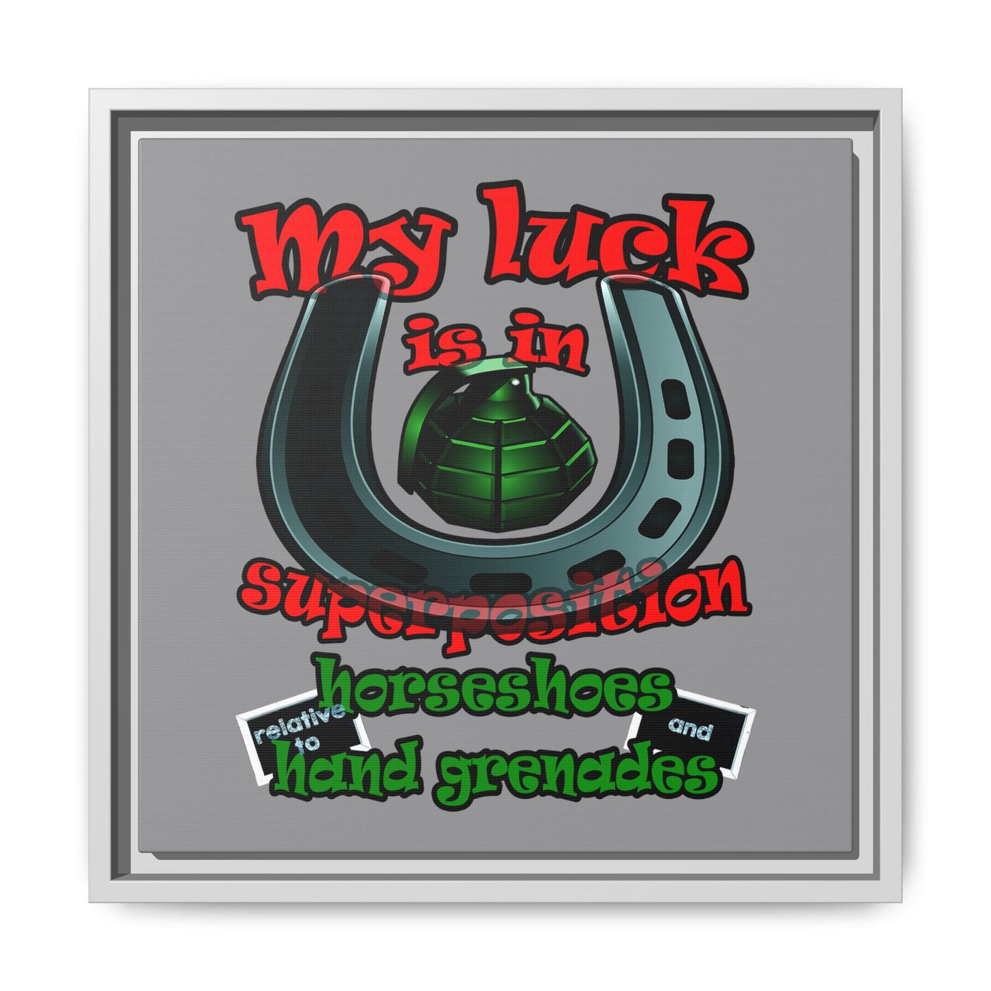 my luck - framed canvas art (grey)