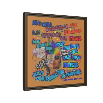 drop the beat - framed canvas art (light brown)