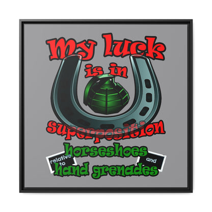 my luck - framed canvas art (grey)