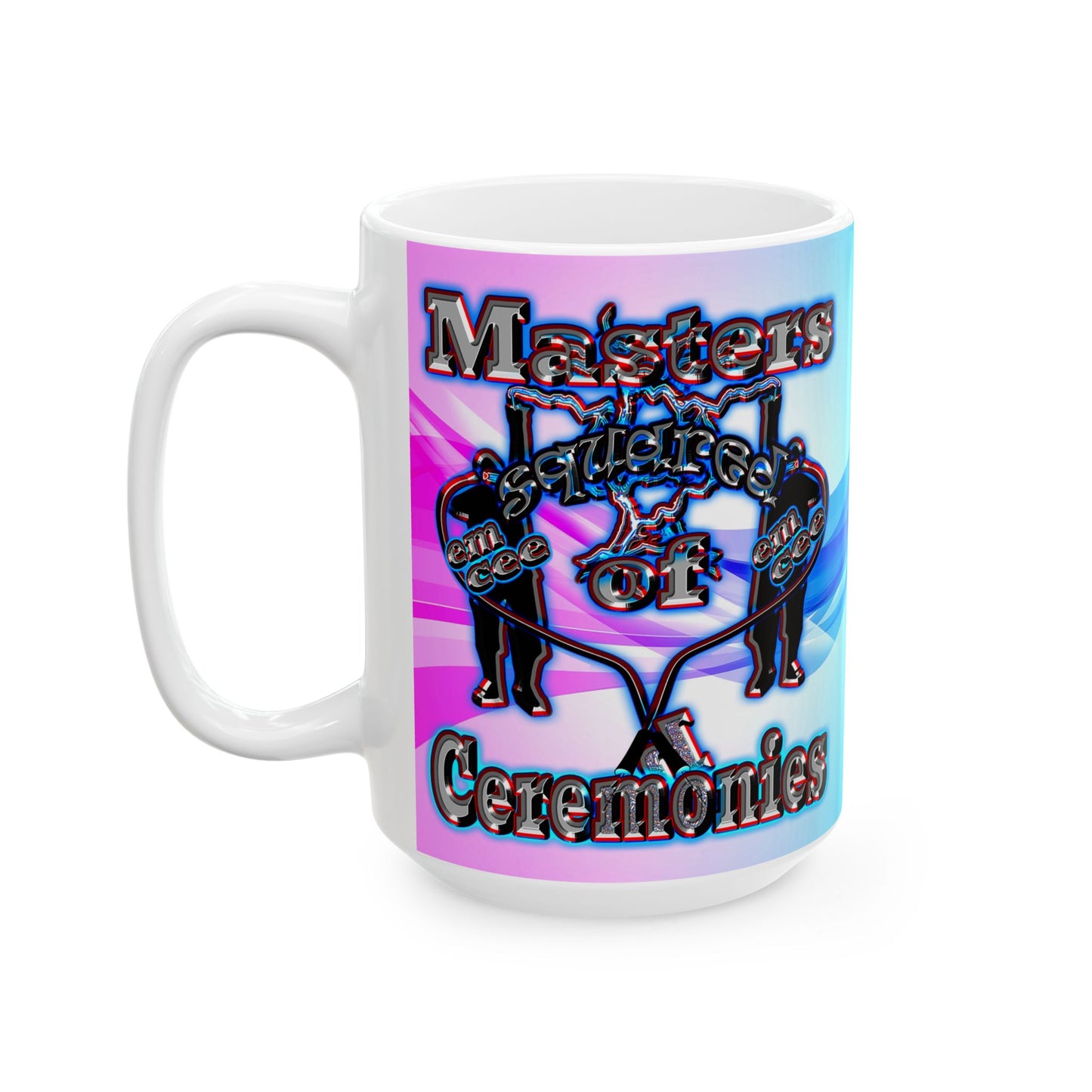 em cee squared - White Mug (light blue-pink wave)