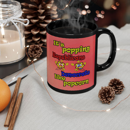 popping like popcorn - Black Mug (yellow-orange wave)