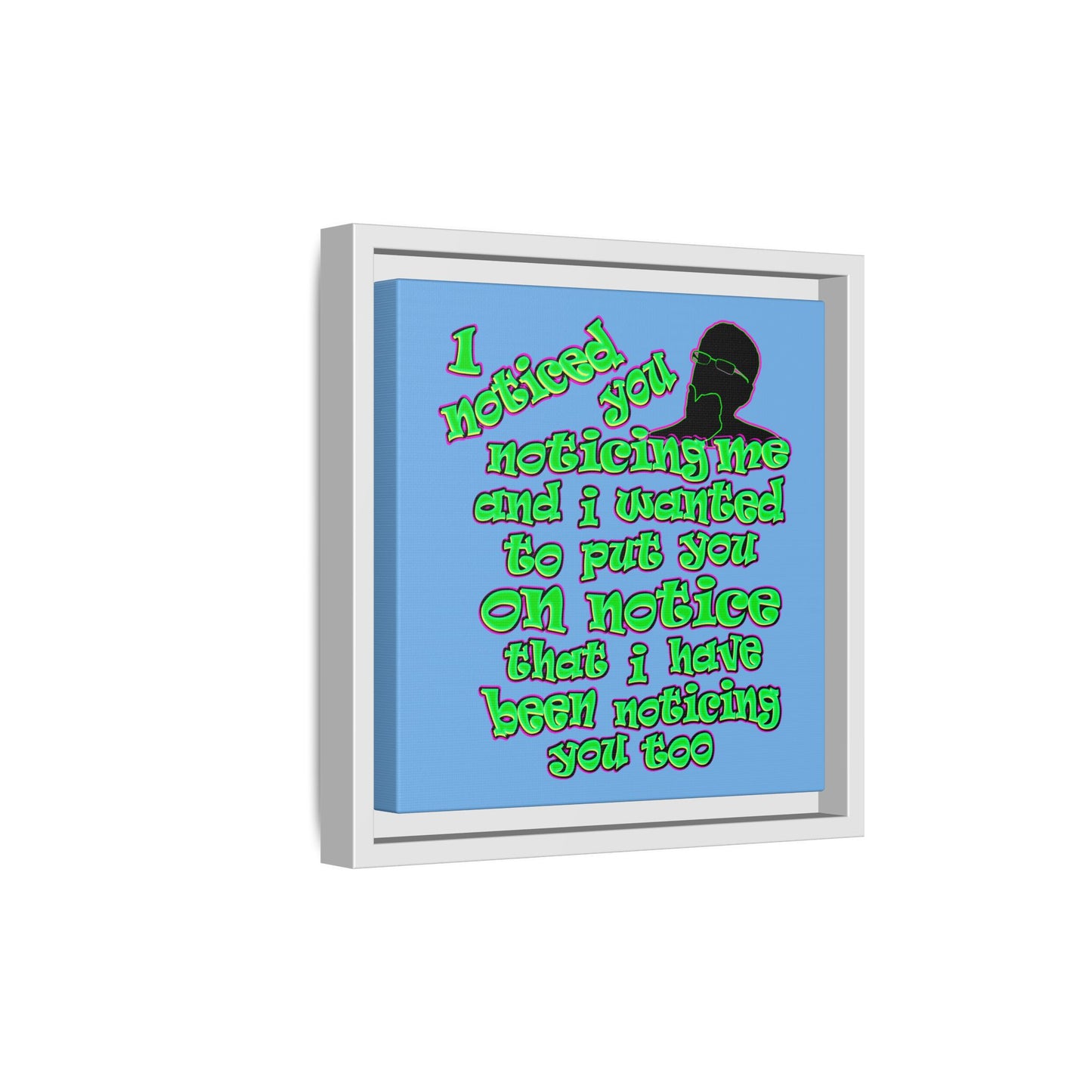noticed you noticing - framed canvas art (light blue)