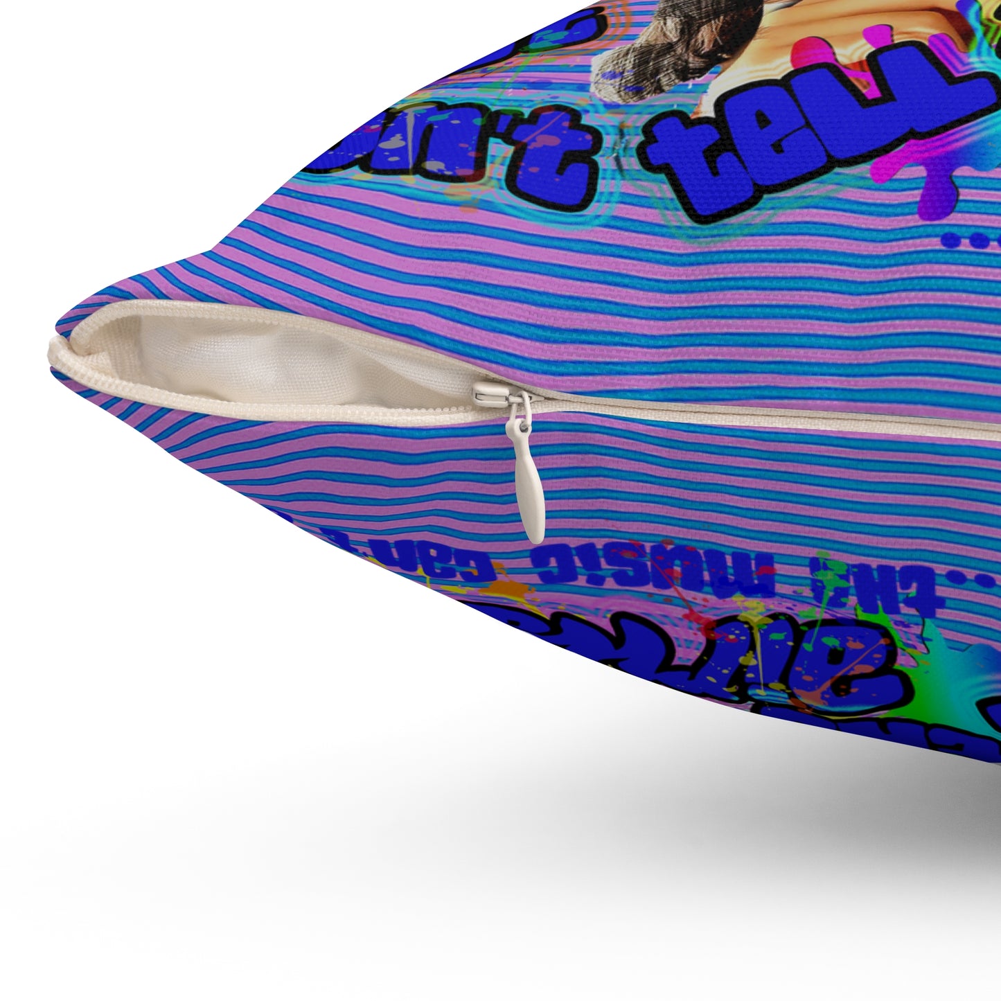 drop the beat - Spun Polyester Square Pillow - (light blue-purple wave)