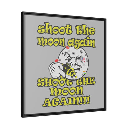 shoot the moon again - framed canvas art (light grey)
