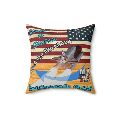 shoot for the stars - Faux Suede Square Pillow - (butterscotch wood finish)
