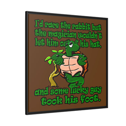 turtle race - framed canvas art (brown)