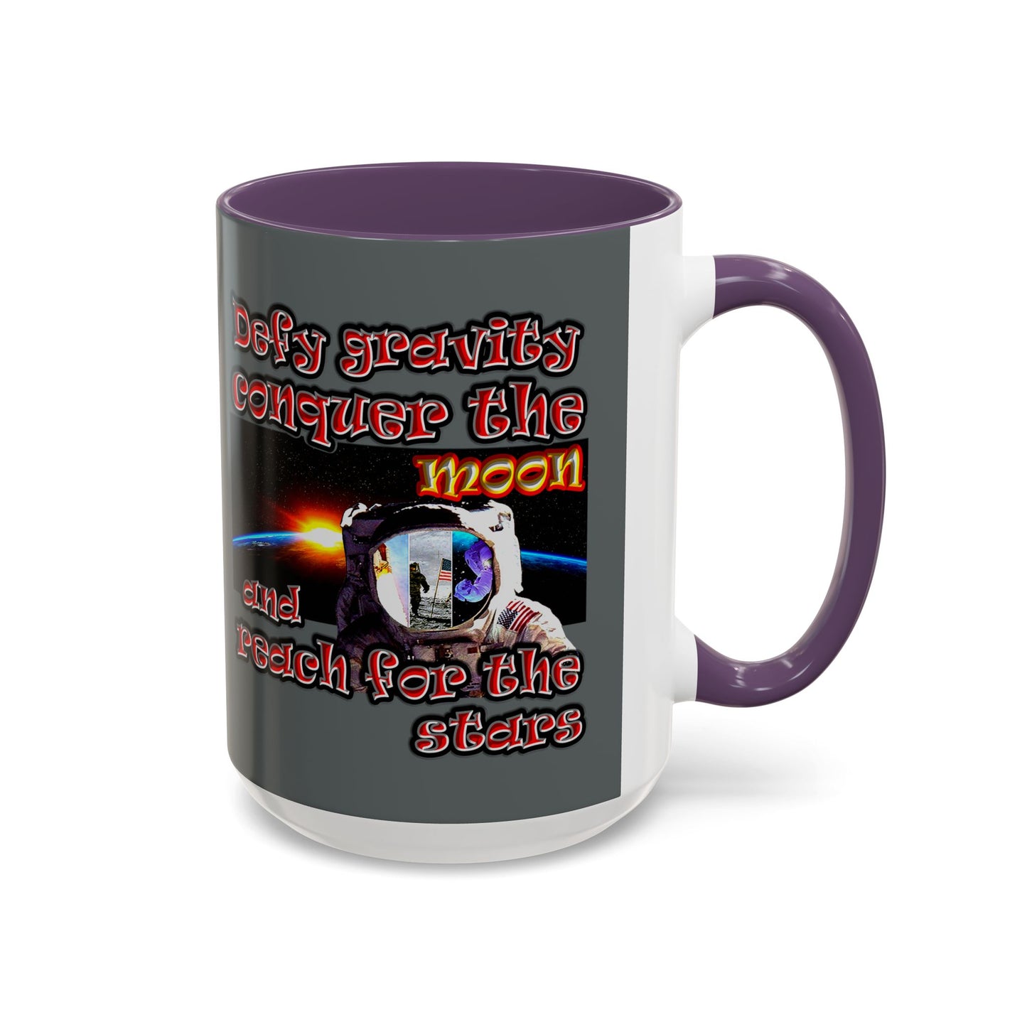 defy conquer reach - Accent Mug (dark grey)