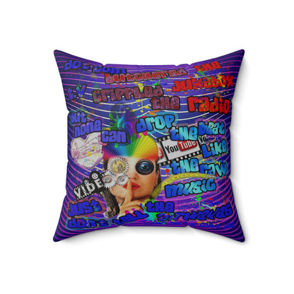 drop the beat - Spun Polyester Square Pillow - (purple wave)