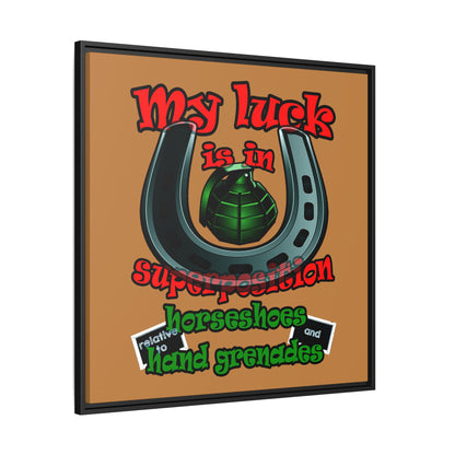 my luck - framed canvas art (light brown)
