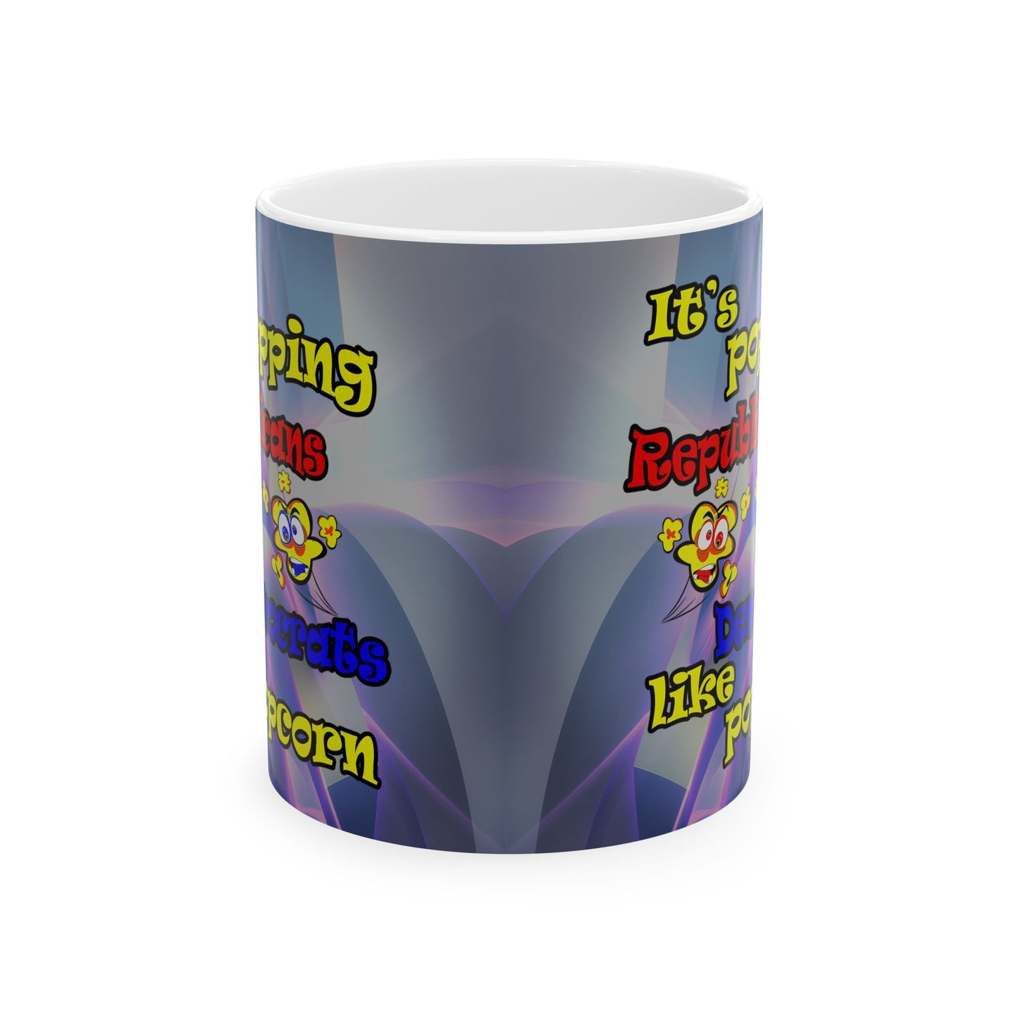 popping like popcorn - White Mug (grey-pink wave)