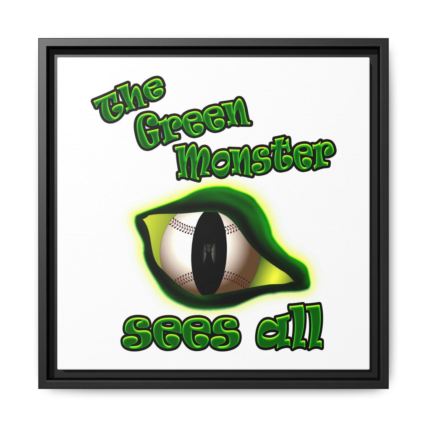 green monster - framed canvas art (white)