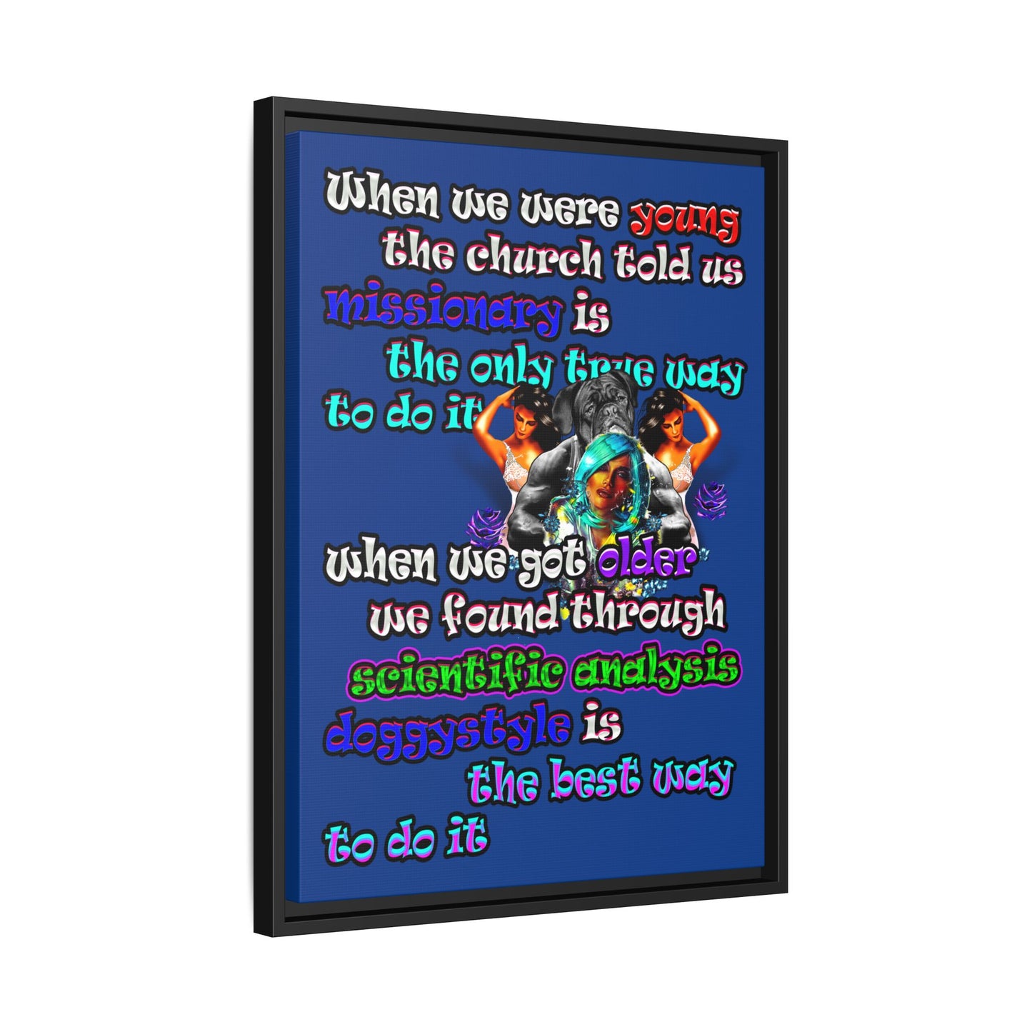 doggystyle - framed canvas art (dark blue)