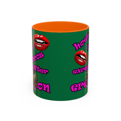 hoes b4 bros - Accent Mug (dark green)