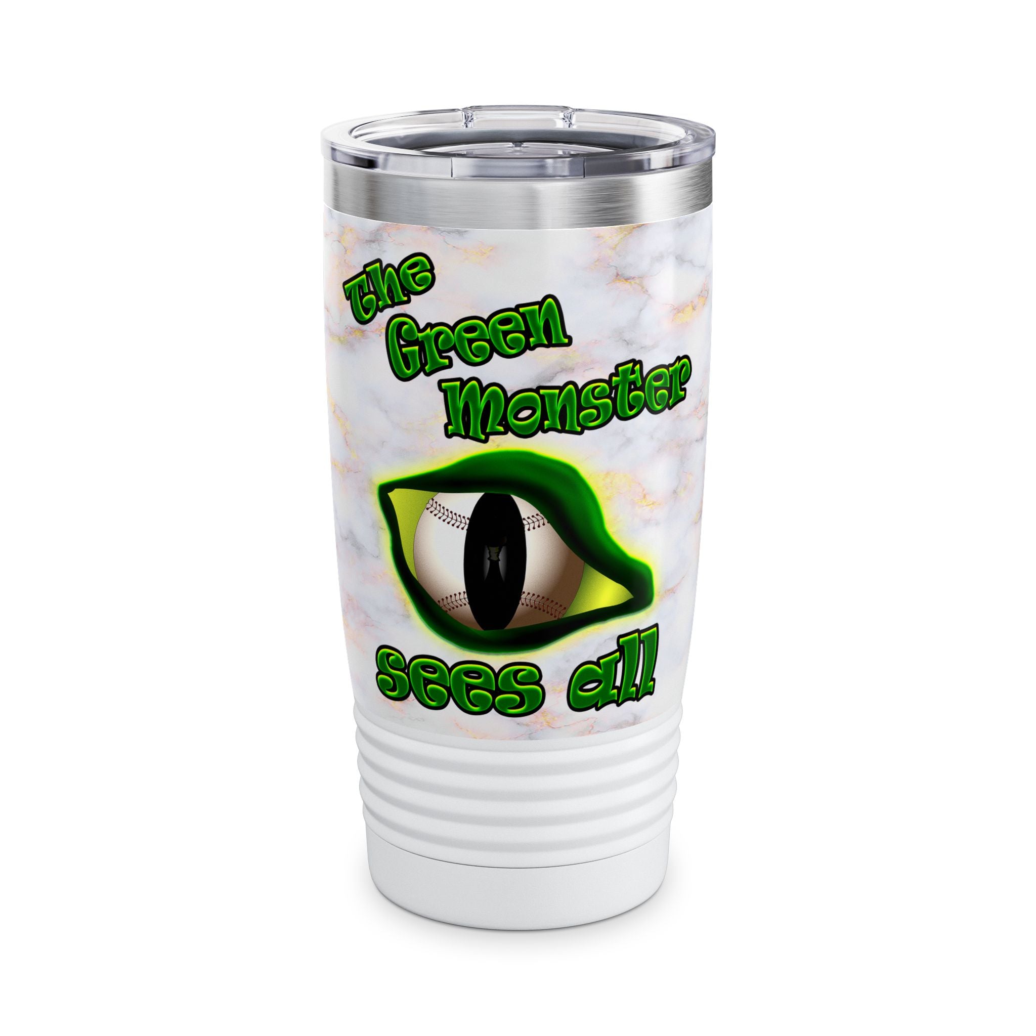 green monster - Ringneck Tumbler, 20oz (white marble)