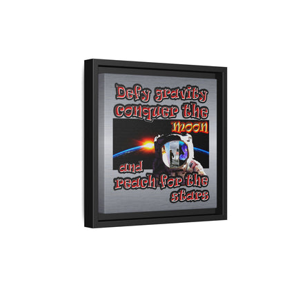 defy conquer reach - framed canvas art (brushed nickel)