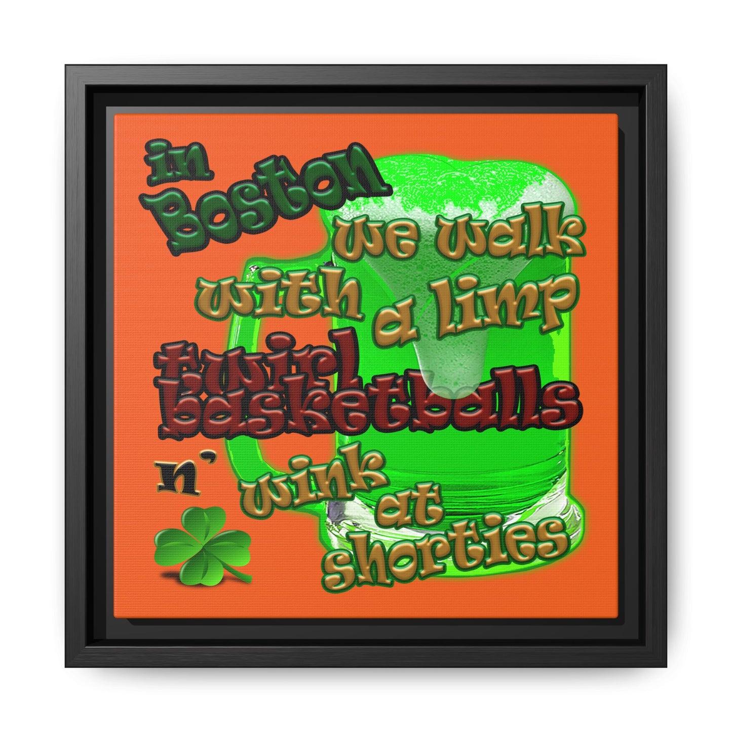 celtics logo - framed canvas art (orange)