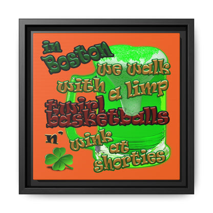 celtics logo - framed canvas art (orange)